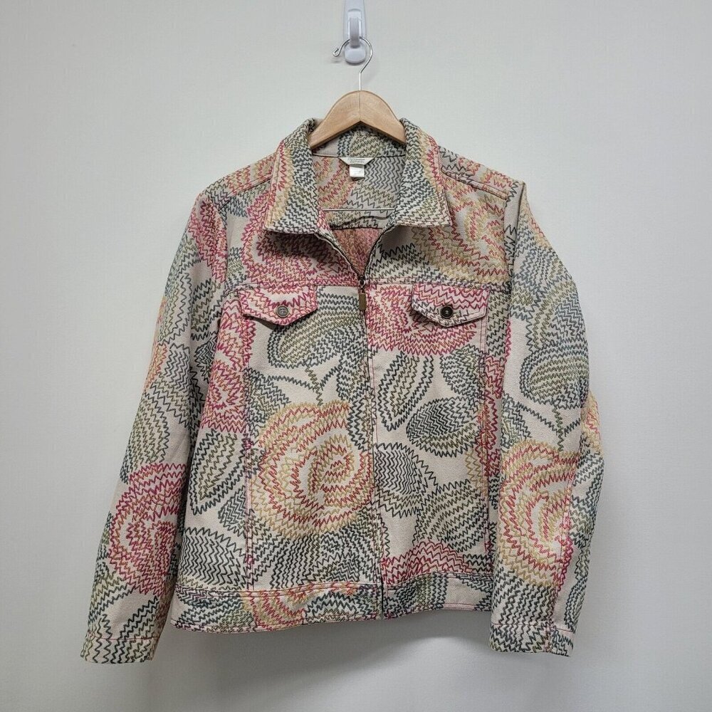 Christopher Banks Long Sleeve Full Zip Lightweight Floral Jacket Size XL